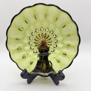 Vintage Anchor Hocking Fairfield Saucer or Plate 6.5" Avocado Green Glass 1970s